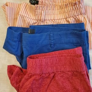 3 pair shorts..2 J Crew size 8; 1 Loft size 8
